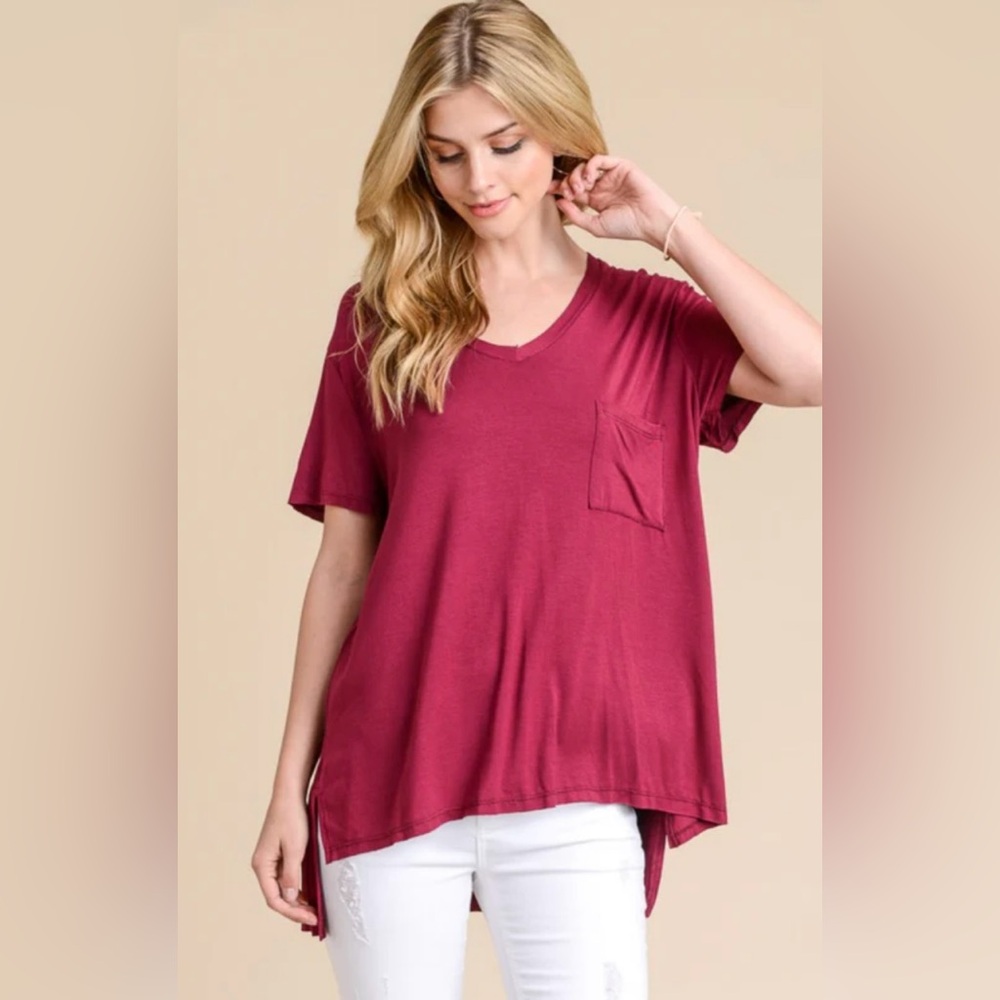 🆕 Free People t shirt in dark red size XS - Picture 1 of 8